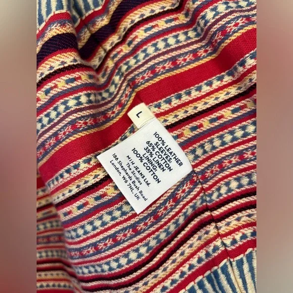 MiH Jeans Biker Jacket Denim Blue Leather Pistol Pocket MC1441LD Size Large - Picture 3 of 7